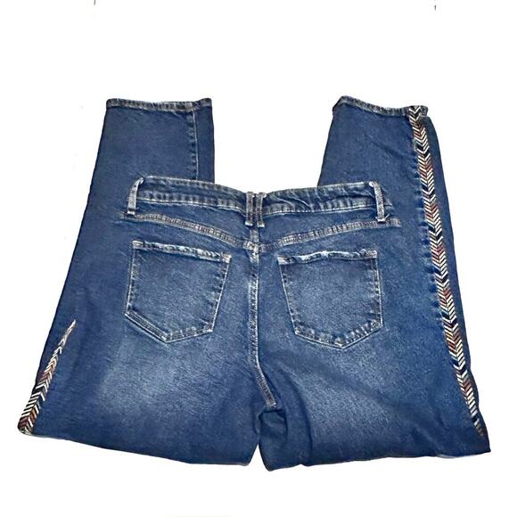 Knox Rose Boho Embroidered Side Stripe Ankle Jeans Women's 8 - Picture 3 of 7